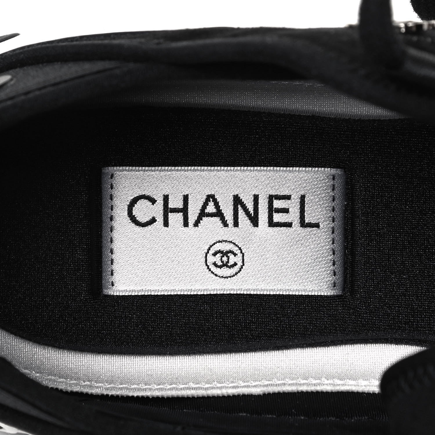 Chanel Velvet Calfskin Mixed Fibers CC Sneakers 39.5 Black 6 of 8
