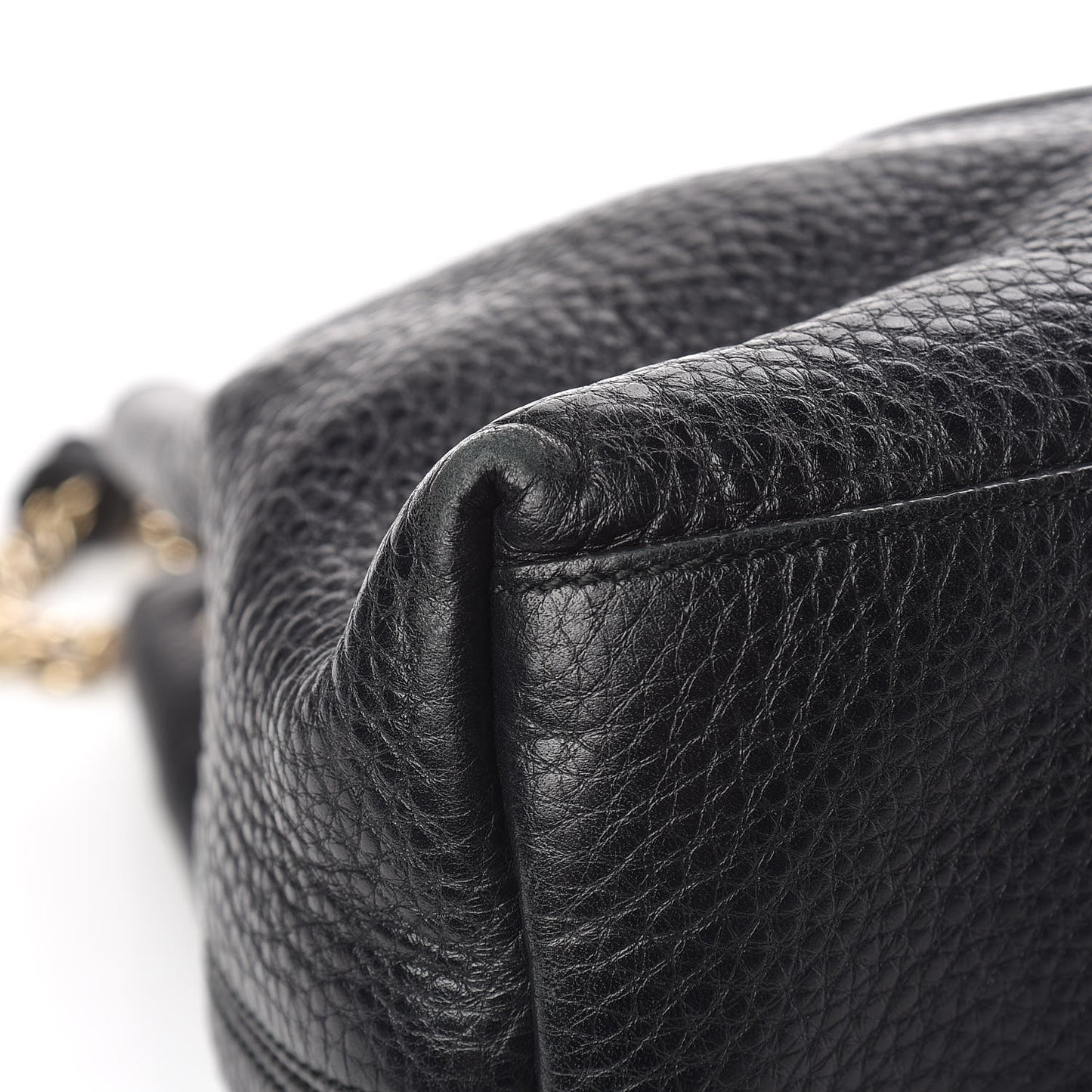 Pebbled Calfskin Medium Soho Chain Shoulder Bag Black