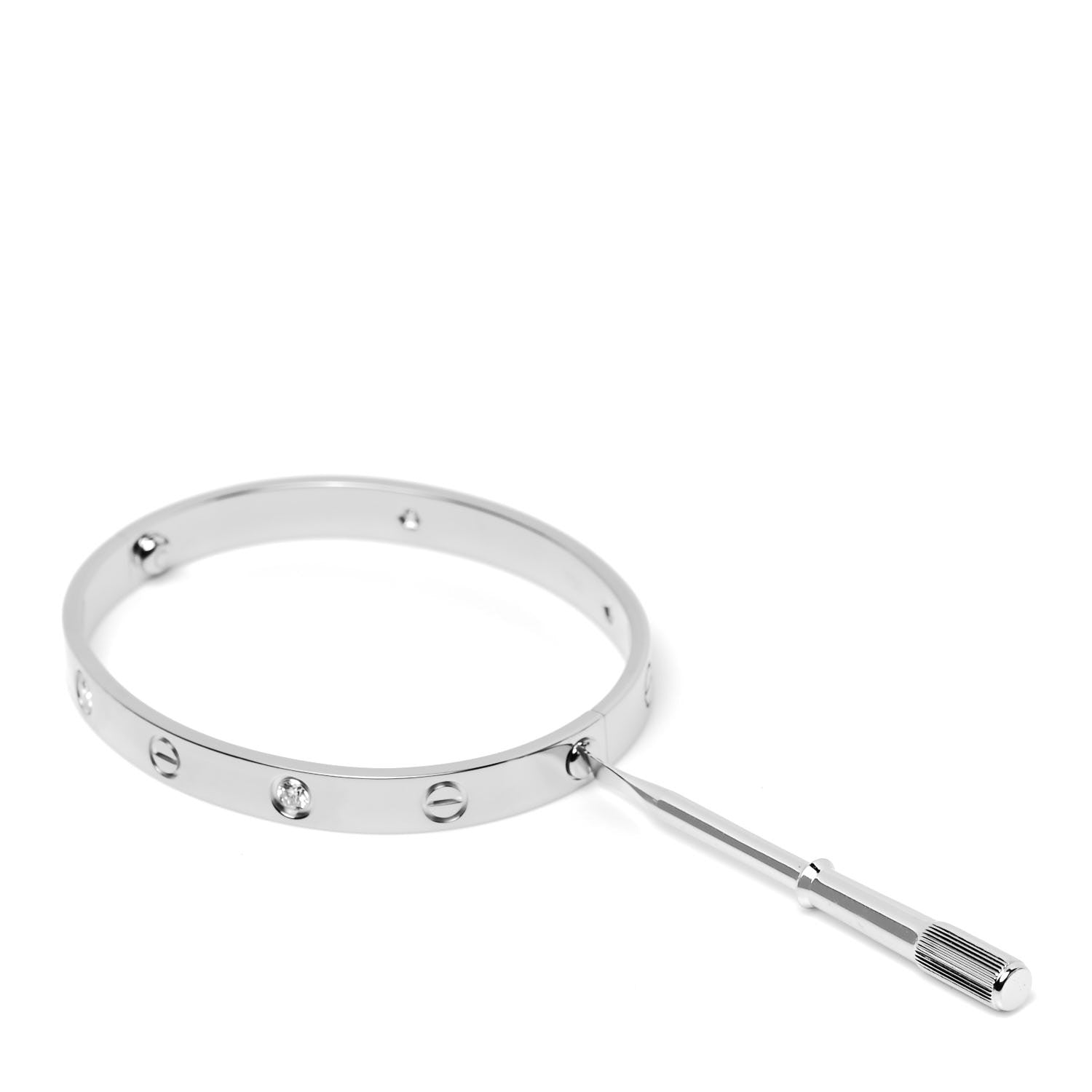 Cartier 18K White Gold 4 Diamond LOVE Bracelet 17 6 of 6