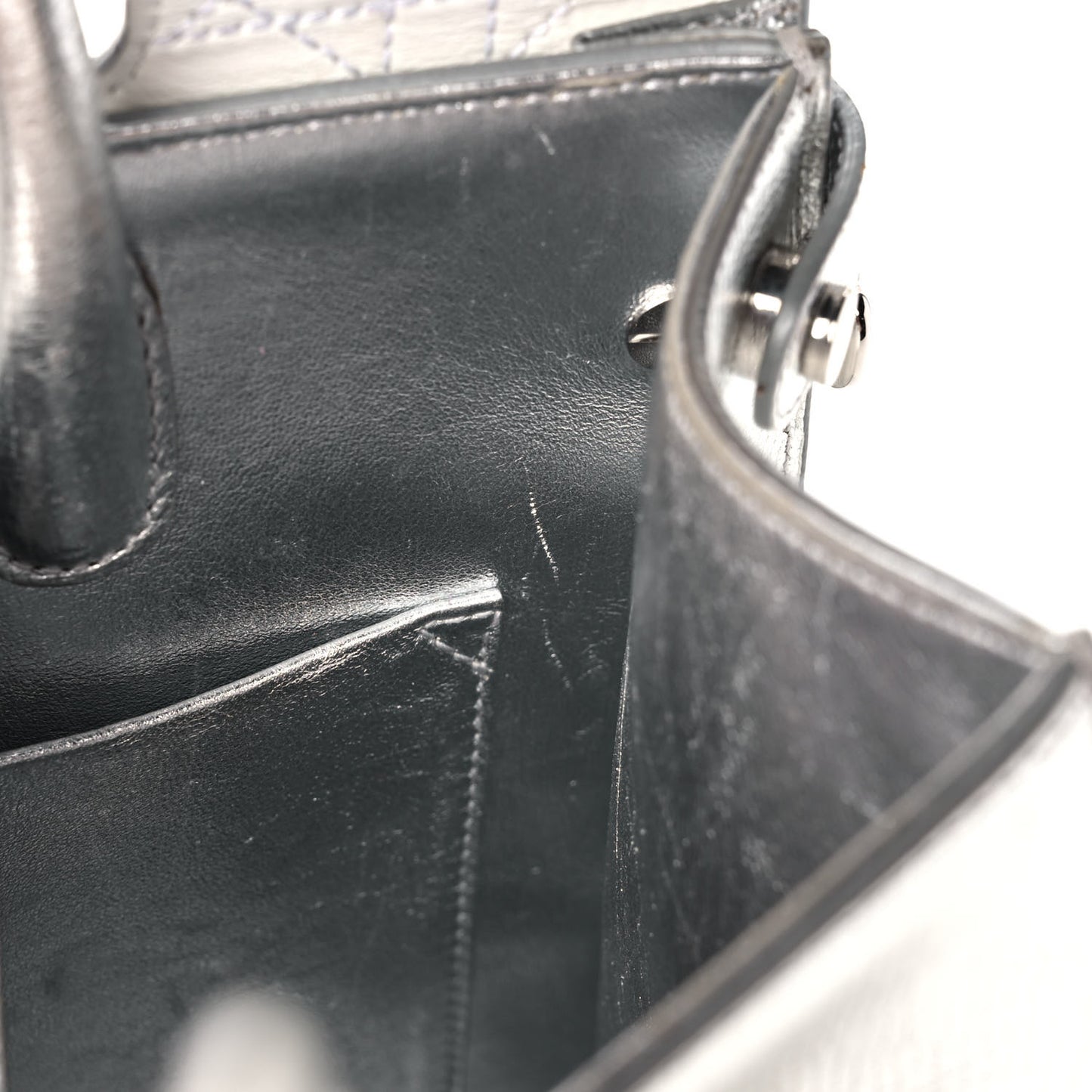 Metallic Goatskin Medium Diorever Flap Silver