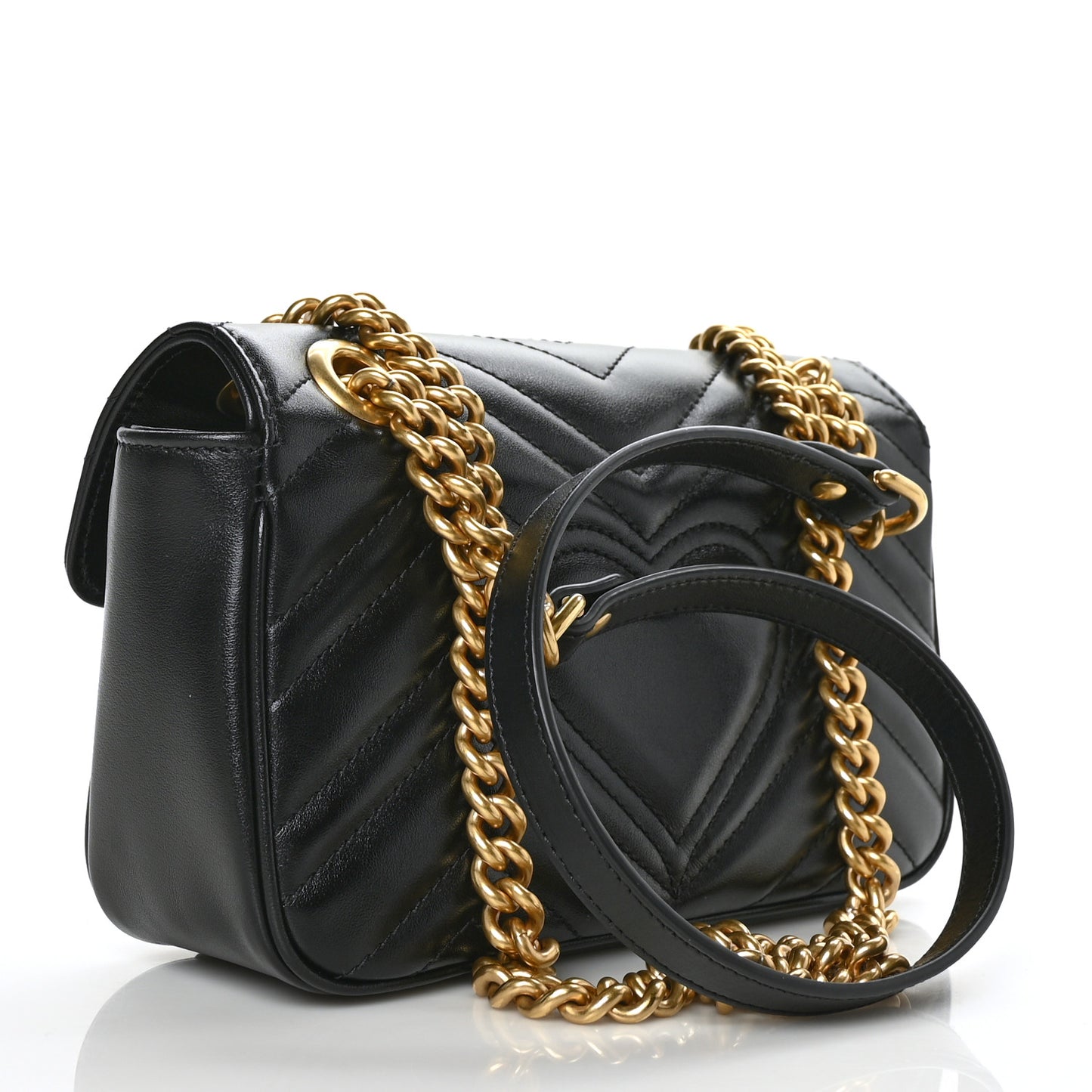 Calfskin Matelasse Mini GG Marmont Shoulder Bag Black