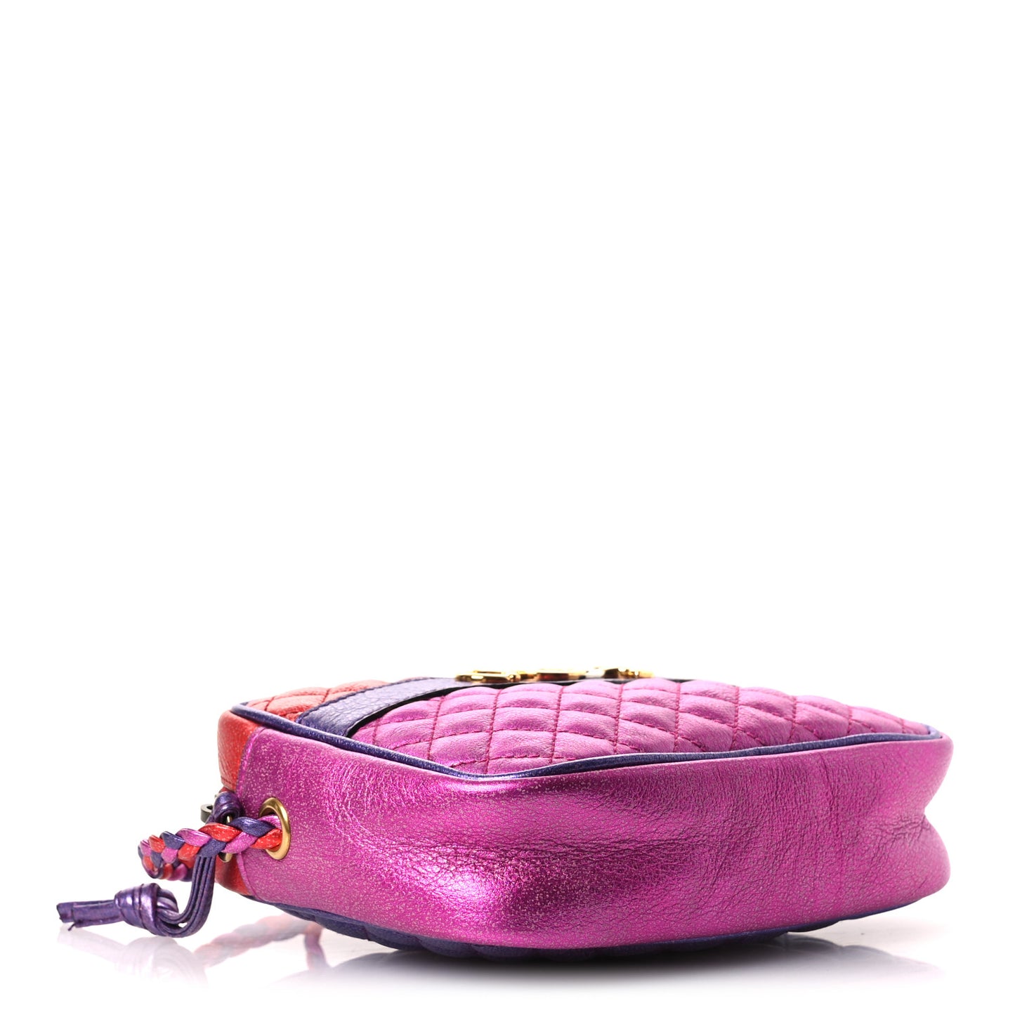 Laminated Nappa Trapuntata Mini Zumi Shoulder Bag Rosso Fuxia Bizantin
