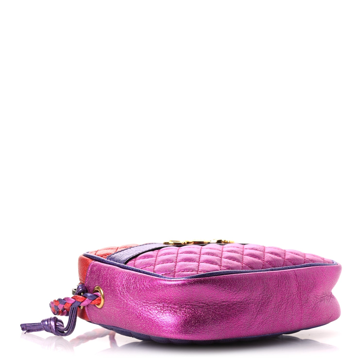 Gucci Laminated Nappa Trapuntata Mini Zumi Shoulder Bag Rosso Fuxia Bizantin 4 of 11