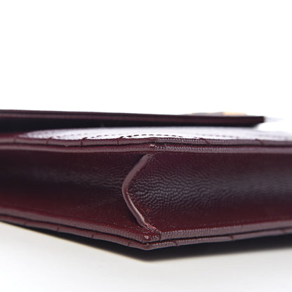 Saint Laurent Grain De Poudre Matelasse Chevron Monogram Envelope Chain Wallet Rouge Legion 7 of 9
