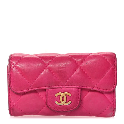 Chanel Lambskin Quilted 6 Key Holder Fuchsia 1 of 9