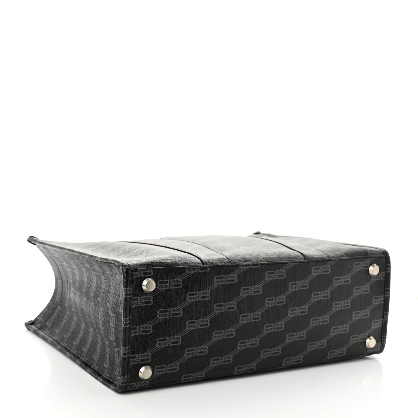 Coated Canvas BB Monogram Hardware Tote Black White