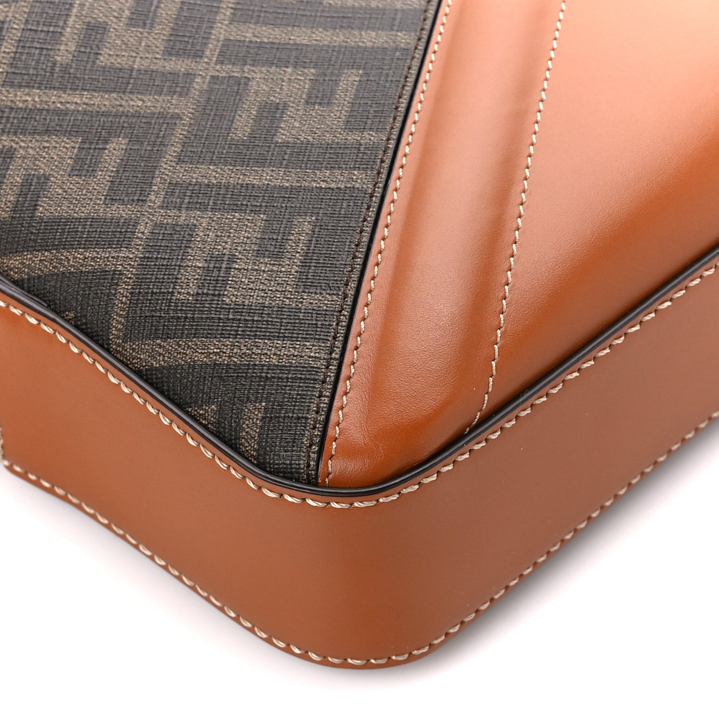 Glazed Fabric Vitello Cover FF 1974 Diagonal Bi-Color Medium Camera Case Tobacco Moro Cuoio