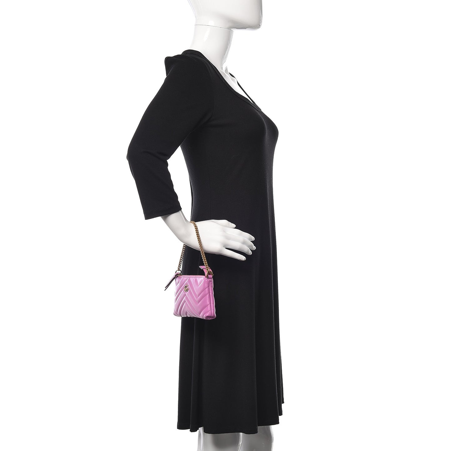 Calfskin Matelasse Mini GG Marmont Chain Bag Candy Mousse