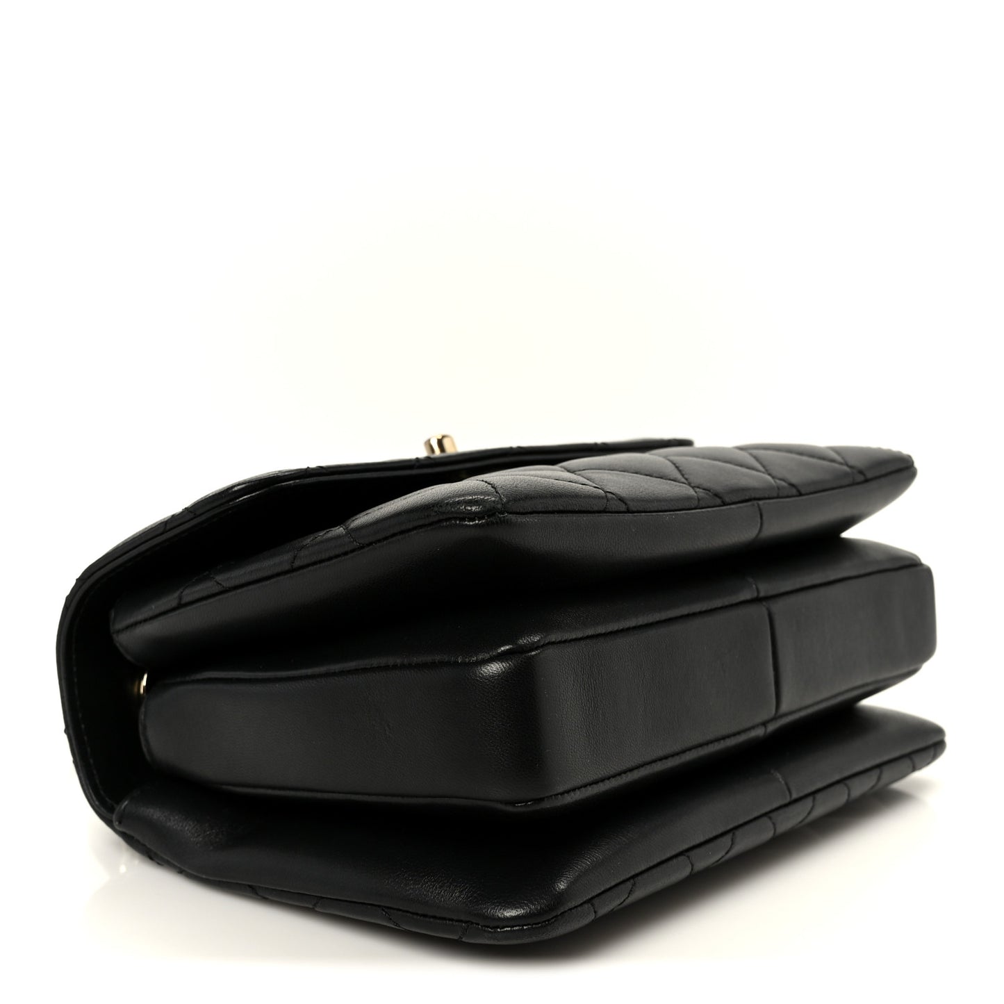 Lambskin Quilted Mini Trendy CC Dual Handle Flap Bag Black