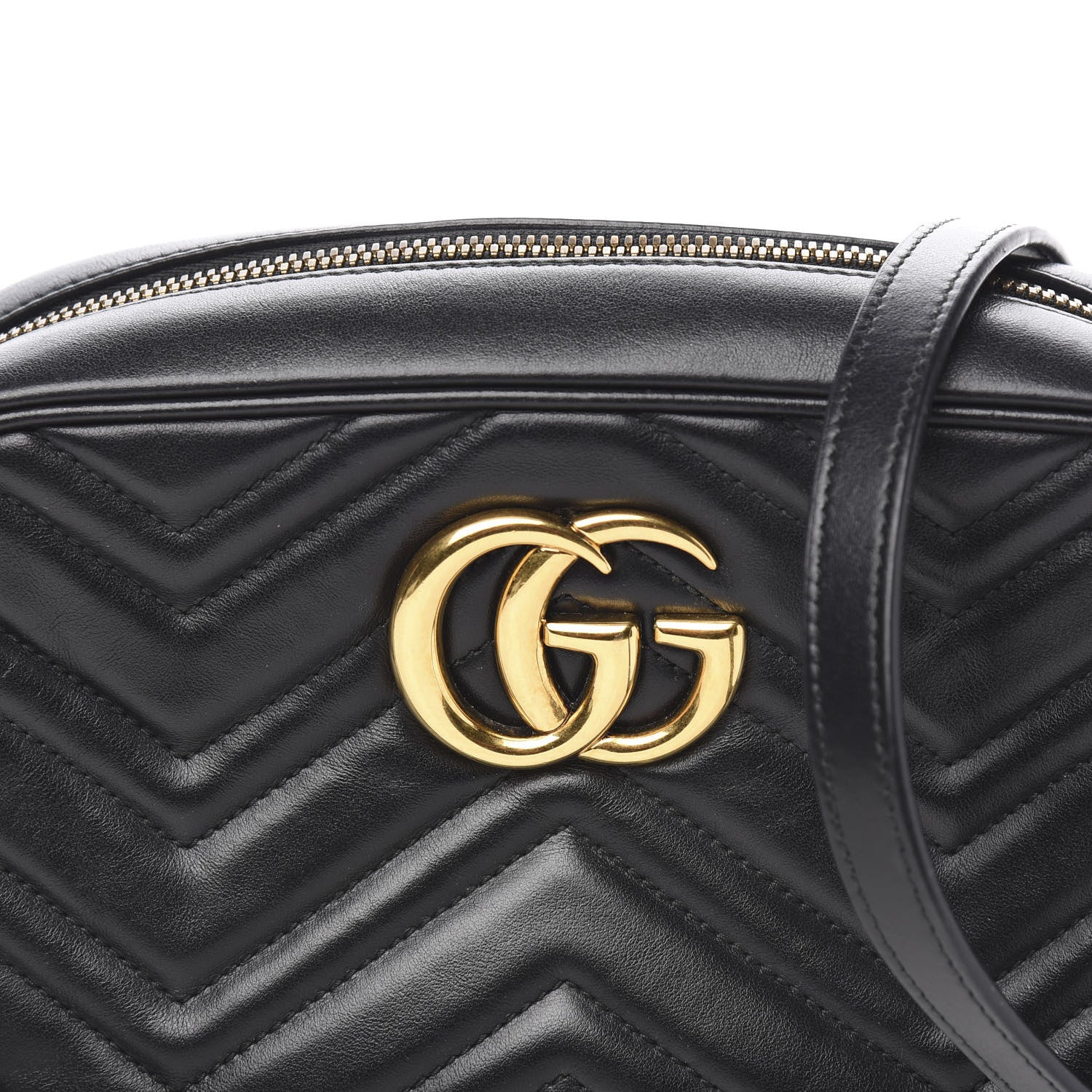 Gucci Calfskin Matelasse Small GG Marmont Chain Shoulder Bag Black 10 of 10