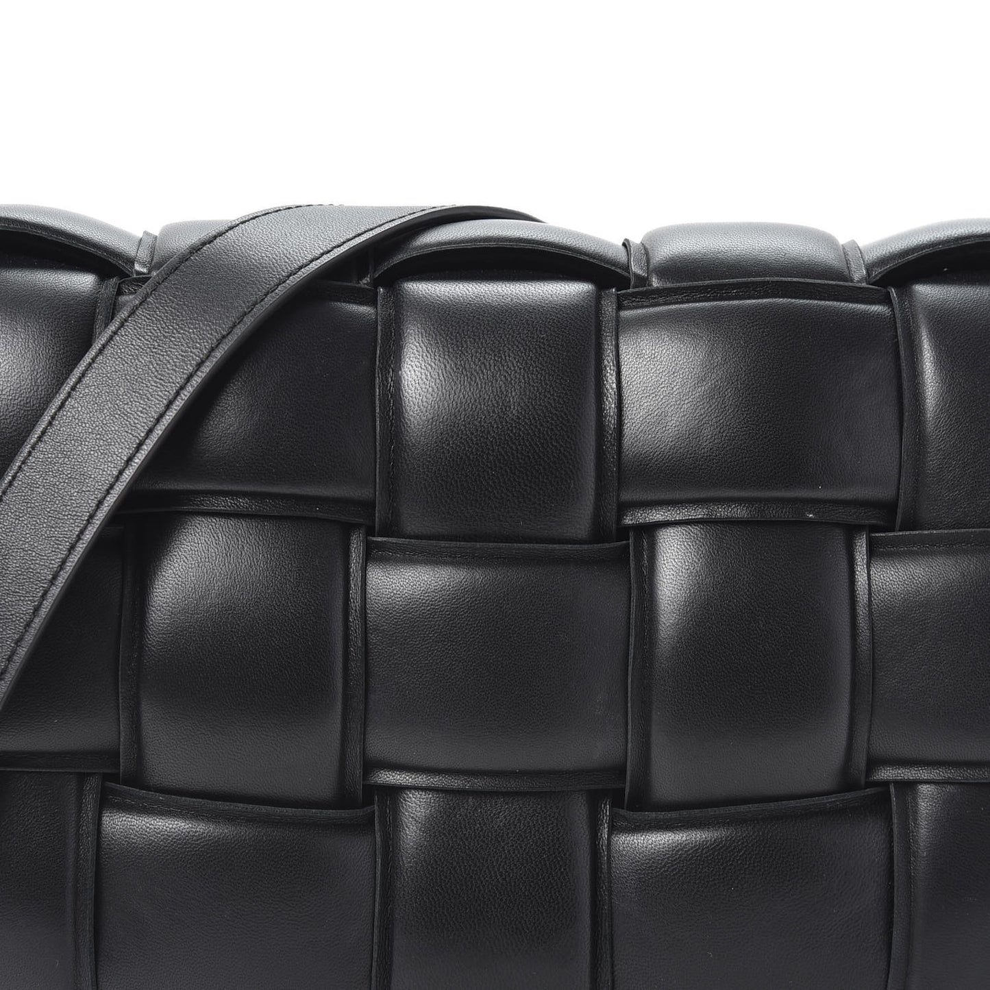 Nappa Maxi Intreccio Padded Cassette Crossbody Bag Black