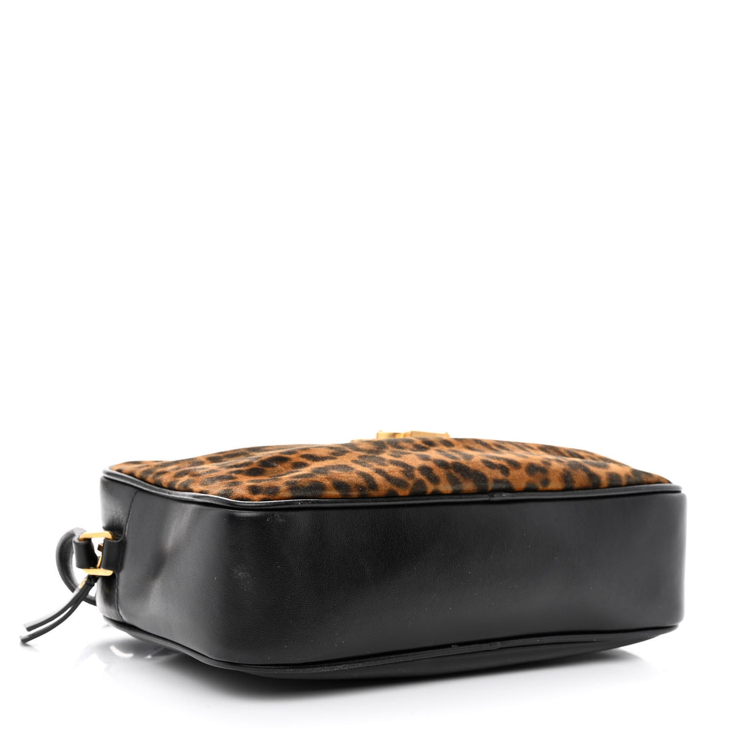 Calfskin Leopard Print Monogram Lou Camera Bag Black