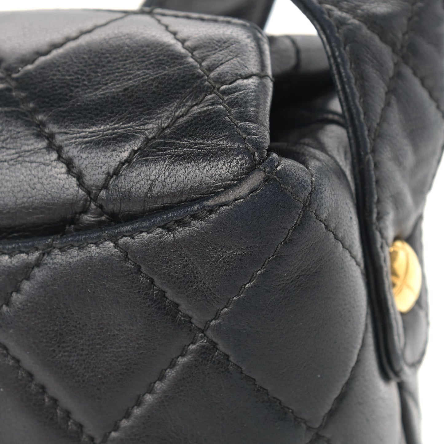 Lambskin Quilted Flap Shoulder Bag Black