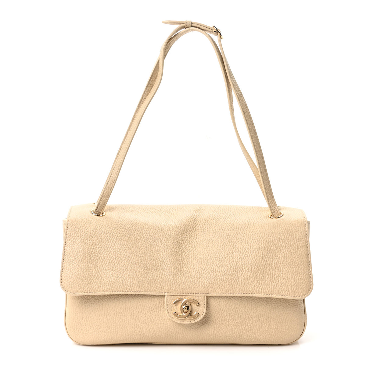 Grained Calfskin Small Souplissimo Maxi Flap Beige