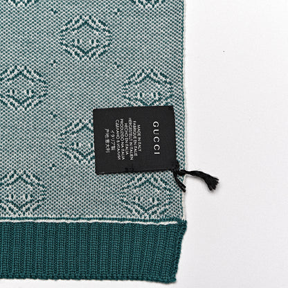 Gucci X DAPPER DAN Wool Tricot Micro Interlocking G Gigang Scarf Ivory Dark Green 4 of 5