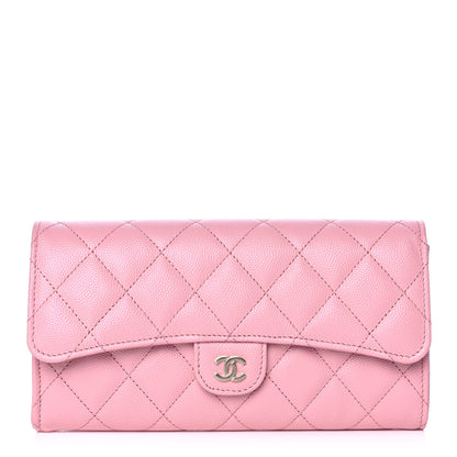 Chanel Caviar Quilted Large Gusset Flap Wallet Light Pink 1 of 12