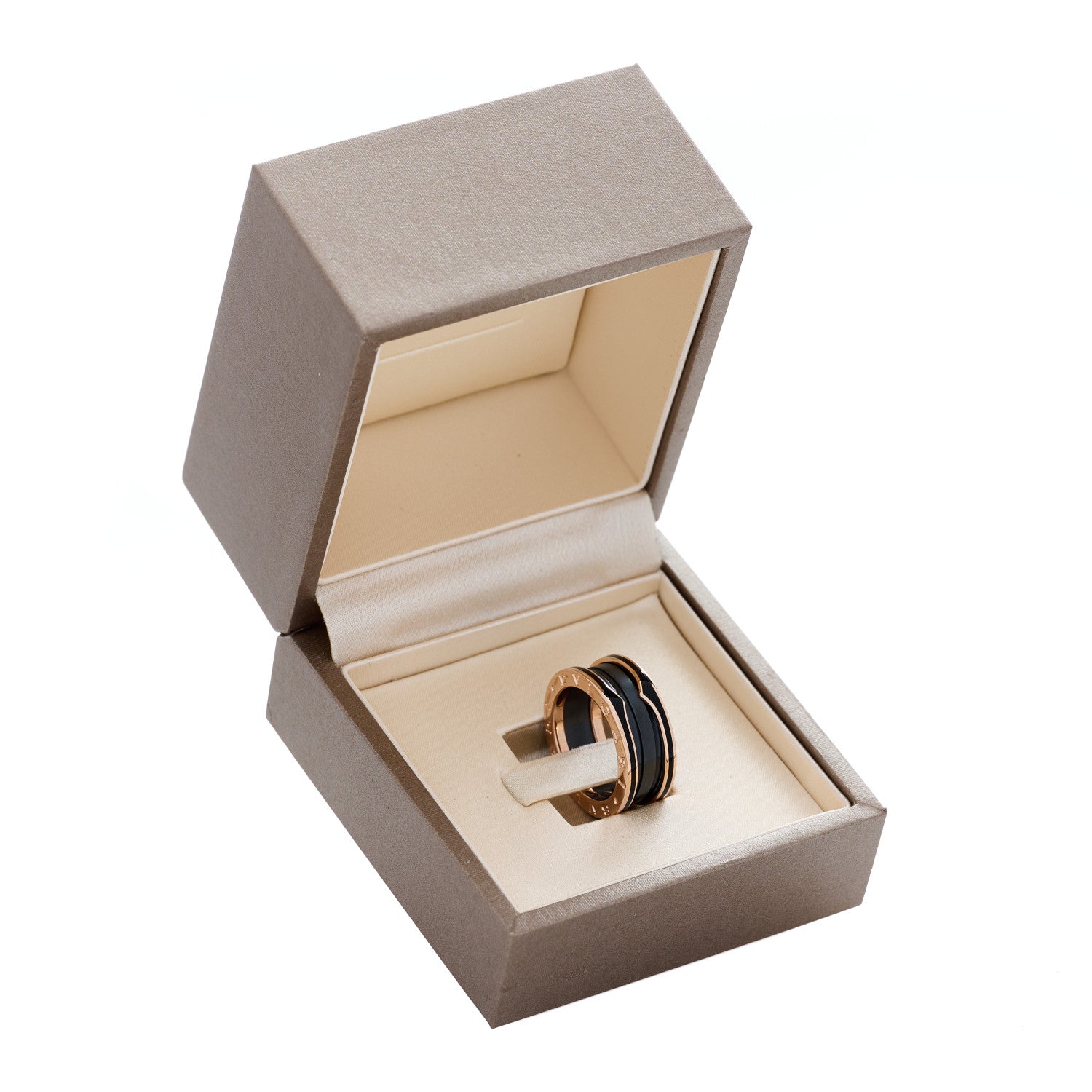 Bulgari 18K Rose Gold Black Ceramic Matte B.Zero1 Two-Band Ring 50 5.25 5 of 5