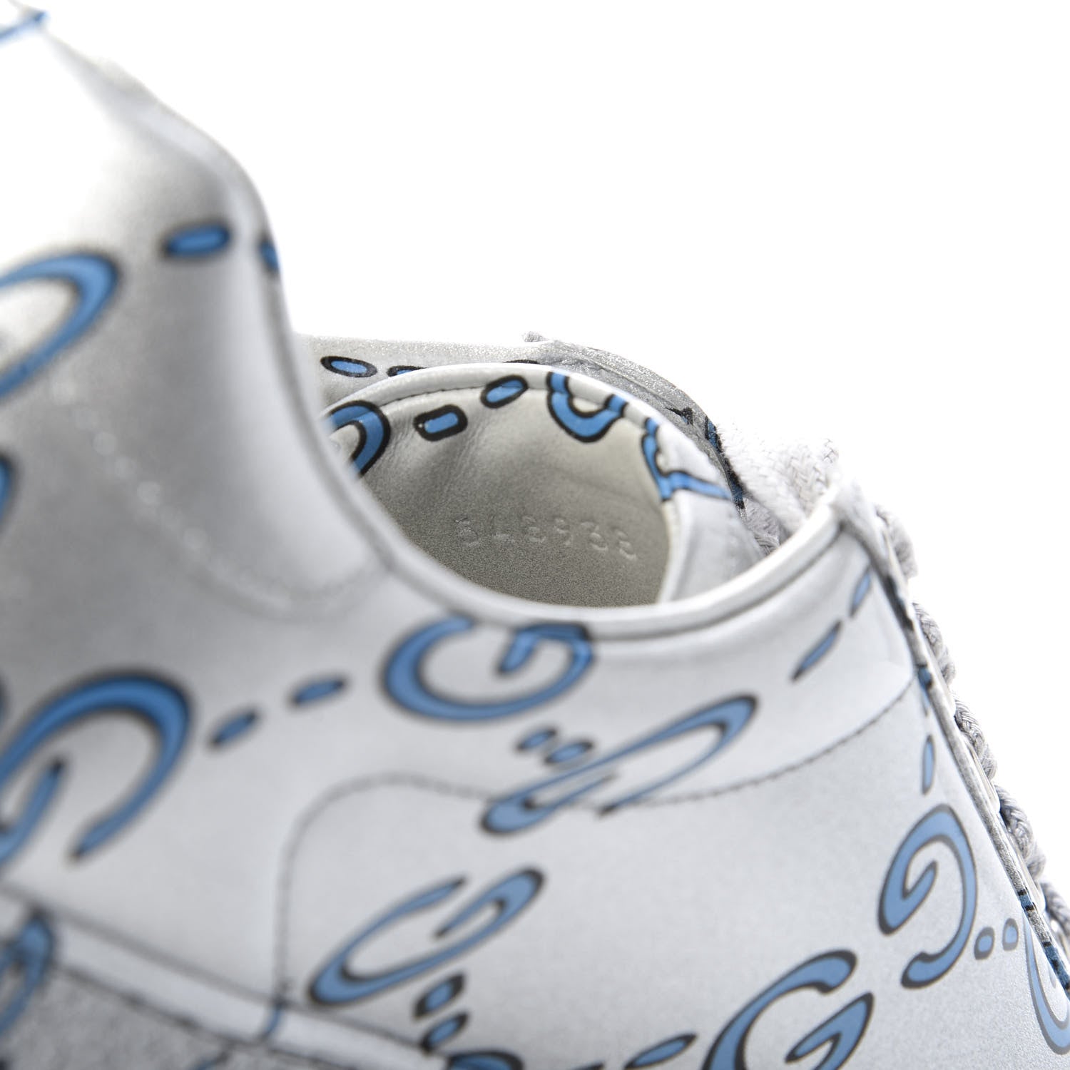 Gucci Miro Rubber Wax GucciGhost Print Mens New Ace Sneakers 5 Silver 9 of 10