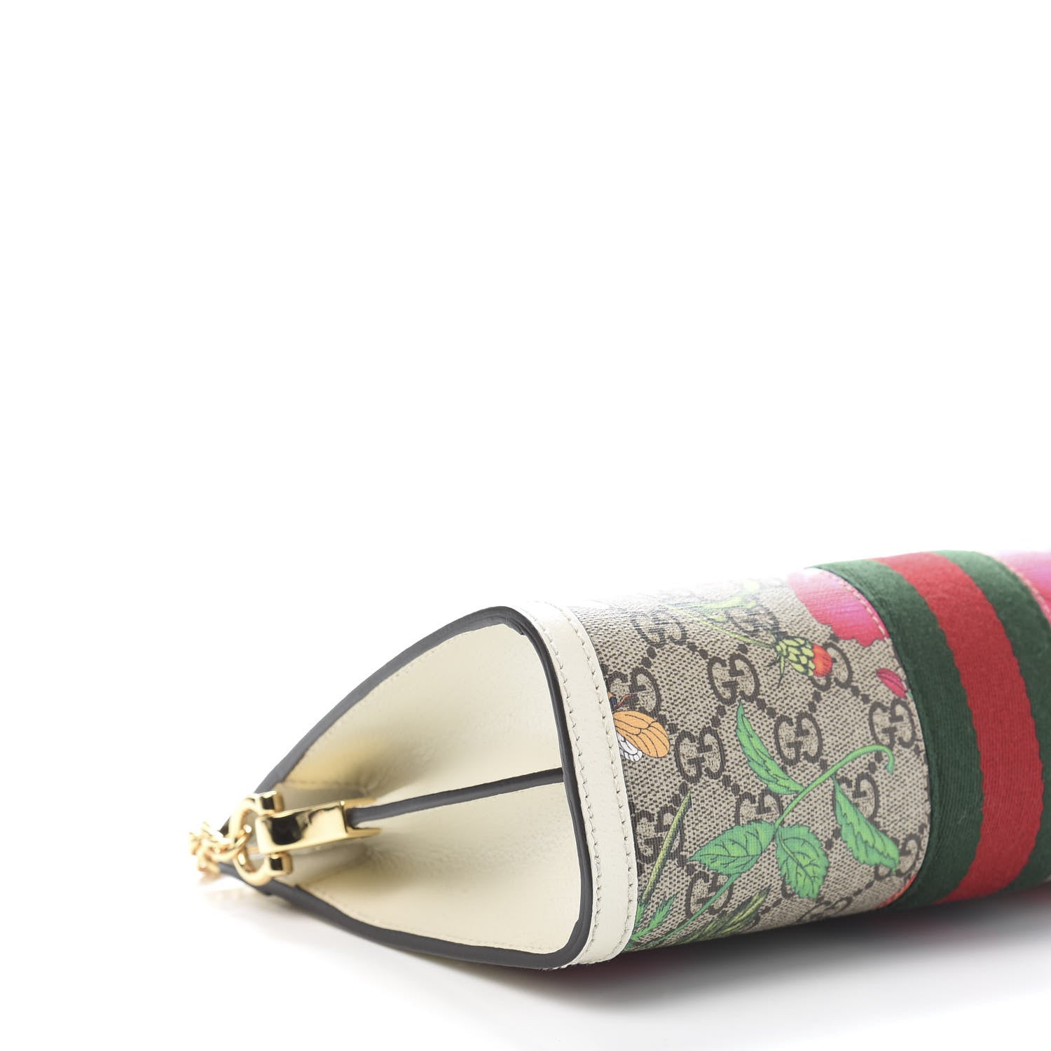 Gucci GG Supreme Monogram Flora Web Small Ophidia Chain Shoulder Bag White 9 of 12