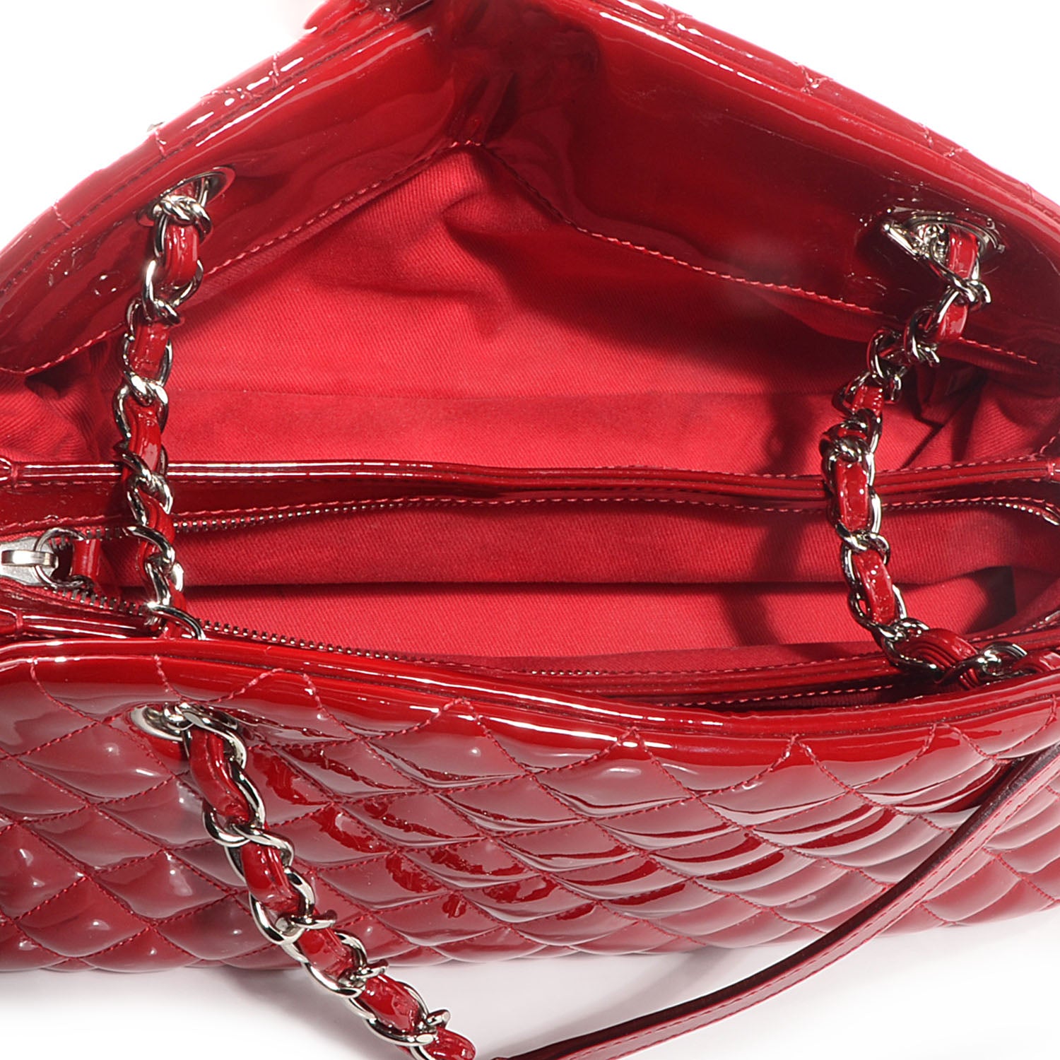 Chanel Patent Quilted Medium Just Mademoiselle Red 5 of 7