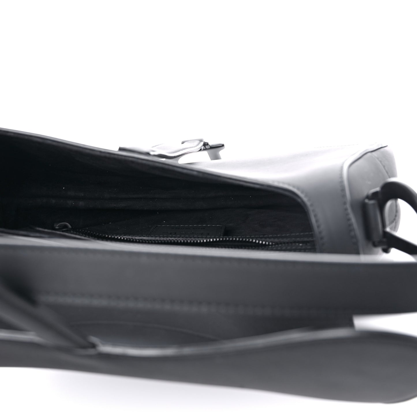 Ultra Matte Calfskin Saddle Bag With Strap Black