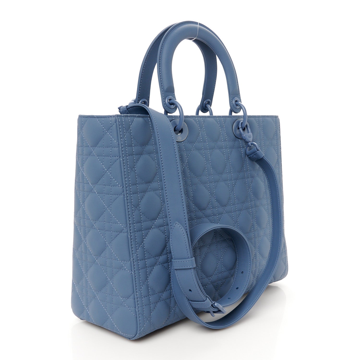 Christian Dior Ultra Matte Calfskin Cannage Large Lady Dior Blue 3 of 10