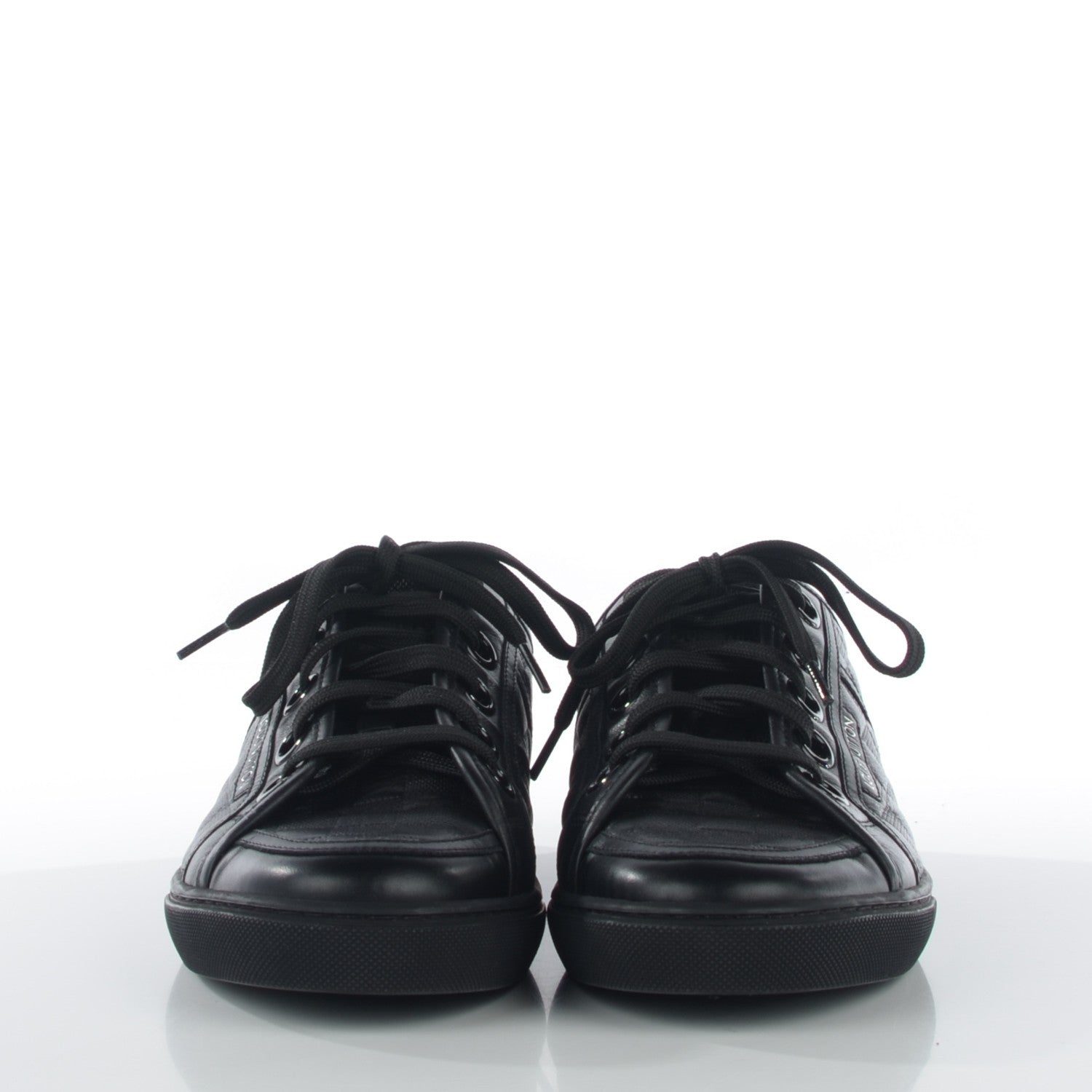 Louis Vuitton Calf Embossed Damier Brooklyn Sneakers 6.5 Black 2 of 17
