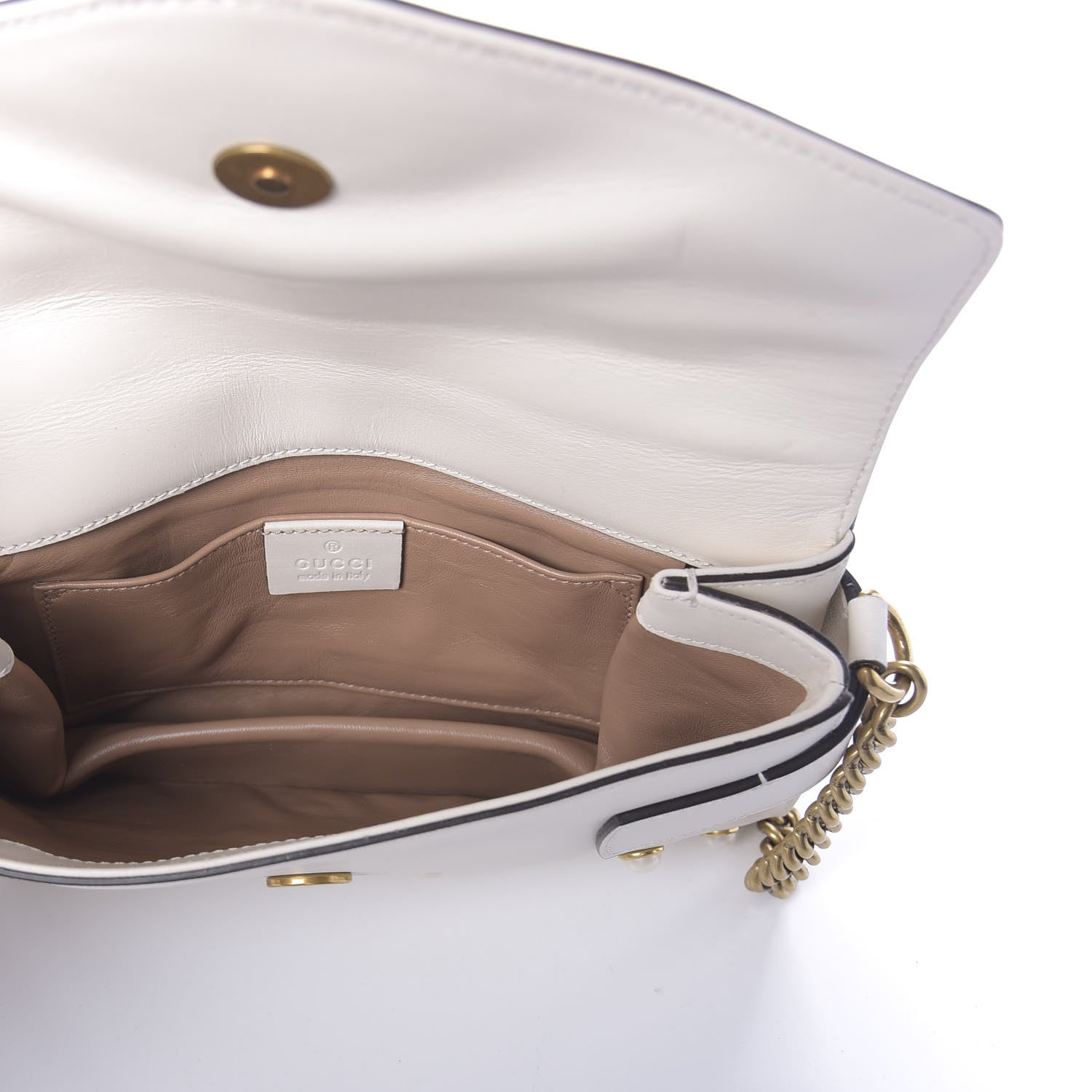 Gucci Nappa Pearl Studded Mini Queen Margaret Broadway Shoulder Bag Mystic White 6 of 10