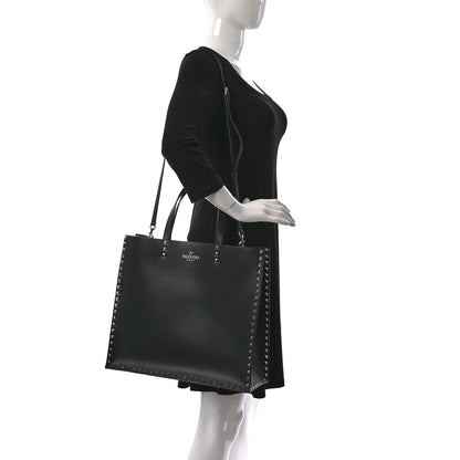 Valentino Garavani Calfskin Rockstud Vertical Tote Black 2 of 12