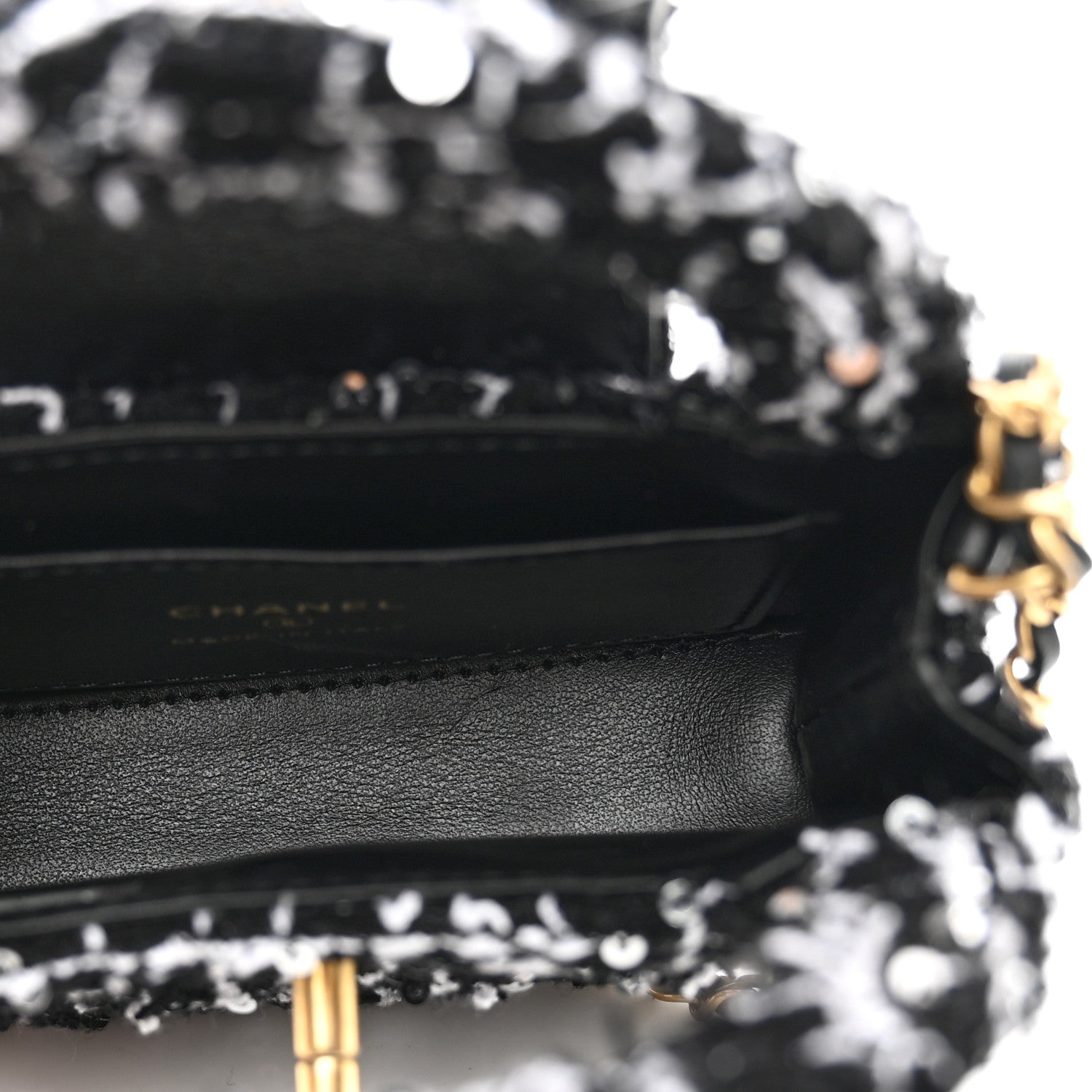 Chanel Tweed Quilted Mini Nano Kelly Shopper Black White 6 of 11