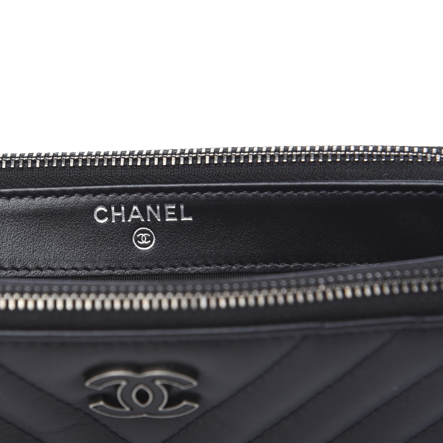 Chanel Calfskin Chevron Quilted Tassel Clutch With Chain Black 8 of 11