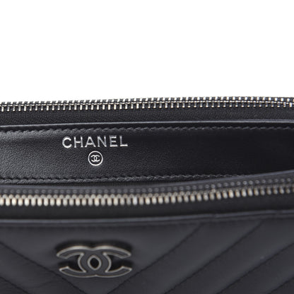 Chanel Calfskin Chevron Quilted Tassel Clutch With Chain Black 8 of 11