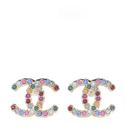 Chanel Crystal Over The Rainbow CC Earrings Gold Multicolor 1 of 3