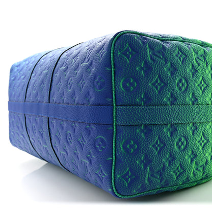 Louis Vuitton Taurillon Illusion Keepall Bandouliere 50 Bleu Vert 8 of 10