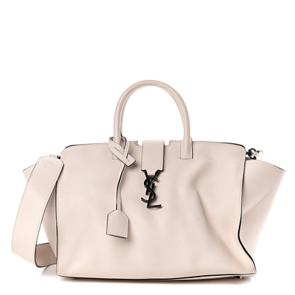 Saint Laurent Calfskin Small Monogram Cabas Dove White 1 of 15
