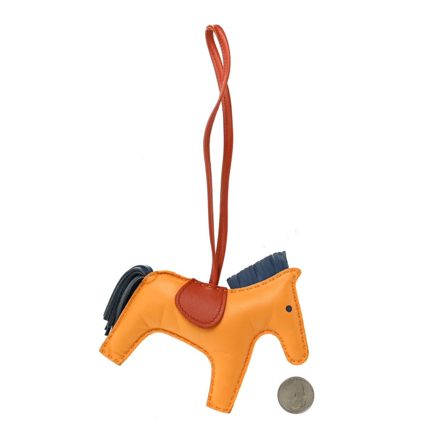 Hermes Milo Lambskin Grigri Rodeo Horse Bag Charm MM Jaune D'or Bleu Agate Cornaline 2 of 5