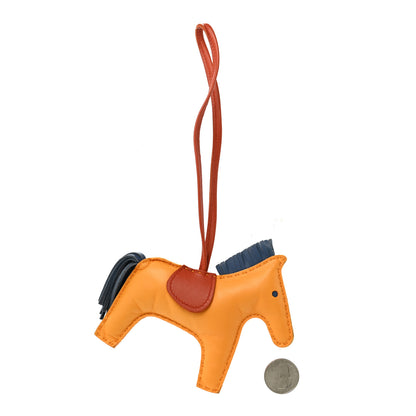 Hermes Milo Lambskin Grigri Rodeo Horse Bag Charm MM Jaune D'or Bleu Agate Cornaline 2 of 5
