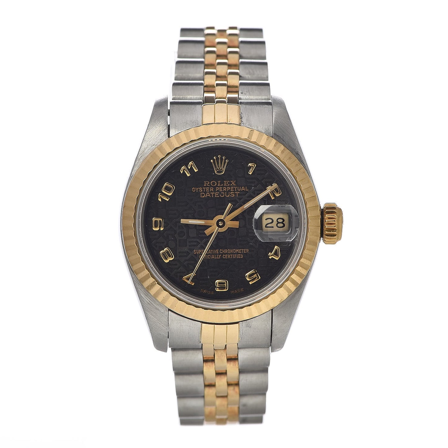 Stainless Steel 18K Yellow Gold 26mm Oyster Perpetual Datejust Watch Black Jubilee 69173