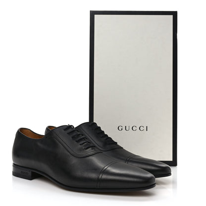 Gucci Calfskin Mens Lace Up Captoe Loafers 9.5 Black 8 of 8