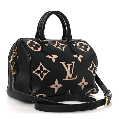 Louis Vuitton Empreinte Monogram Giant Speedy Bandouliere 25 Black Beige 3 of 12