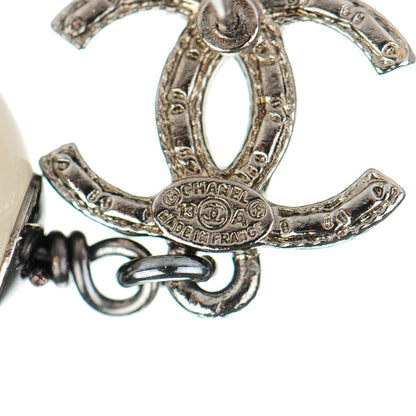 Chanel Ruthenium CC Bead Drop Earrings Light Green 4 of 5