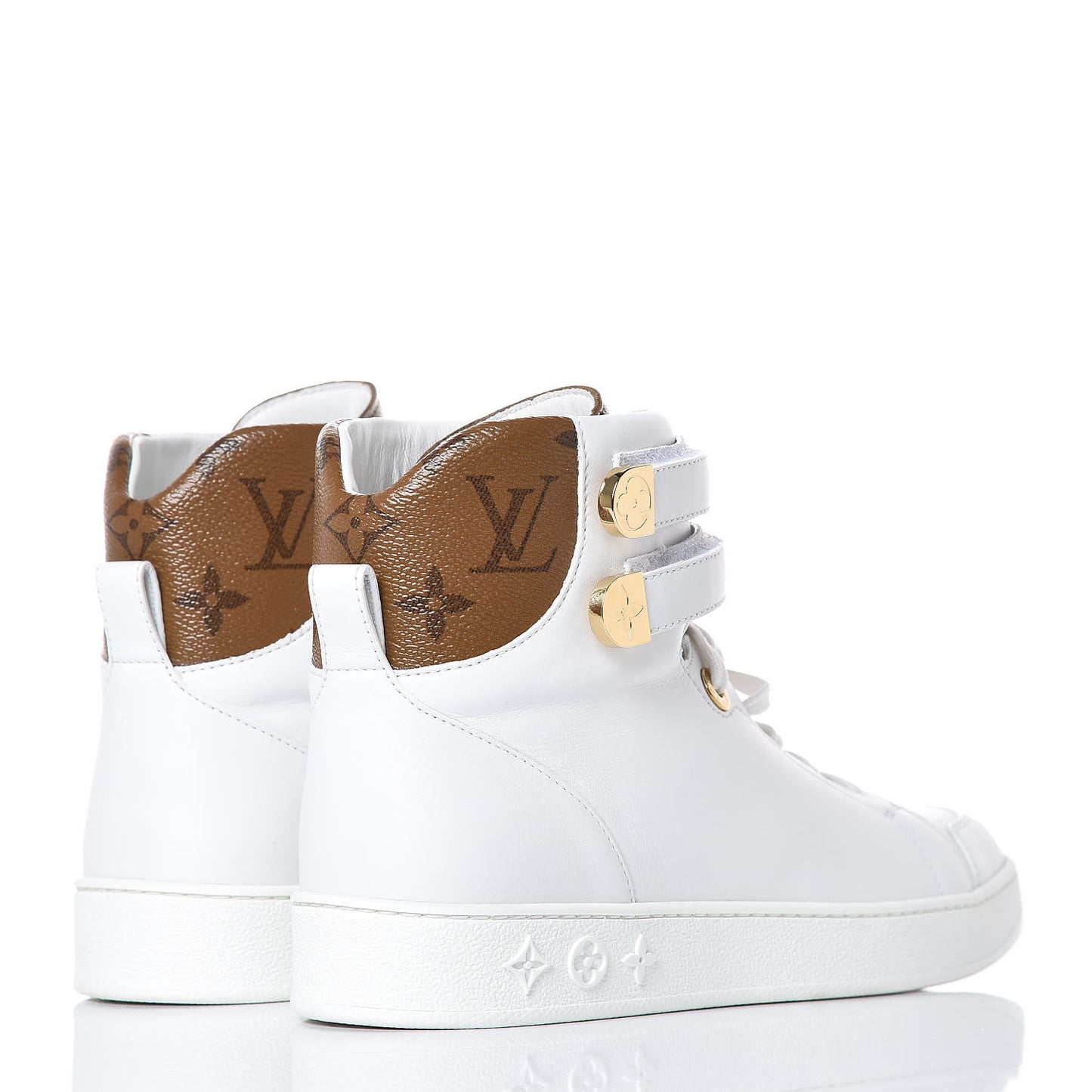 Calfskin Reverse Monogram Boombox High Top Sneakers 38 White