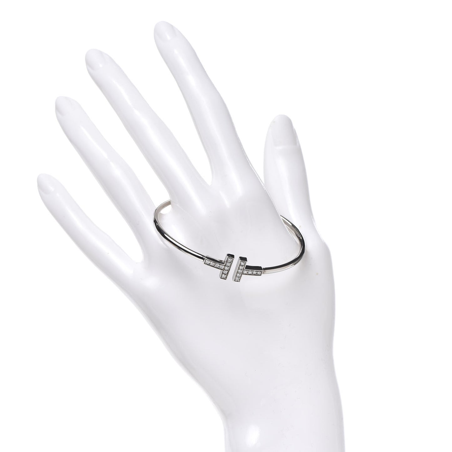 18K White Gold Diamond T Wire Bracelet