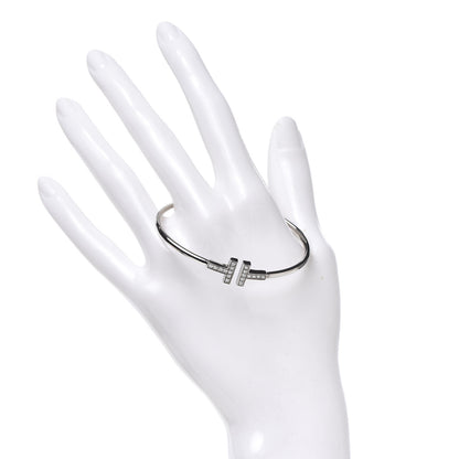 Tiffany 18K White Gold Diamond T Wire Bracelet 2 of 4
