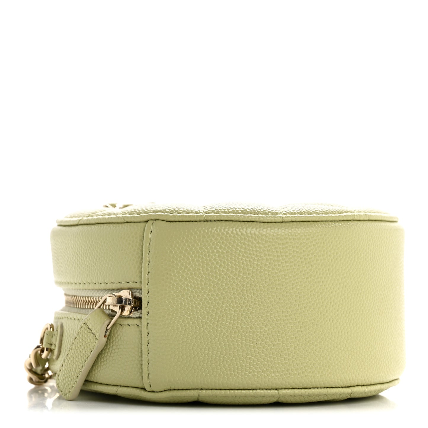 Caviar Quilted French New Wave Round Clutch With Chain Light Green