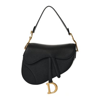 Christian Dior Grained Calfskin Saddle Bag With Strap Black 1 of 13