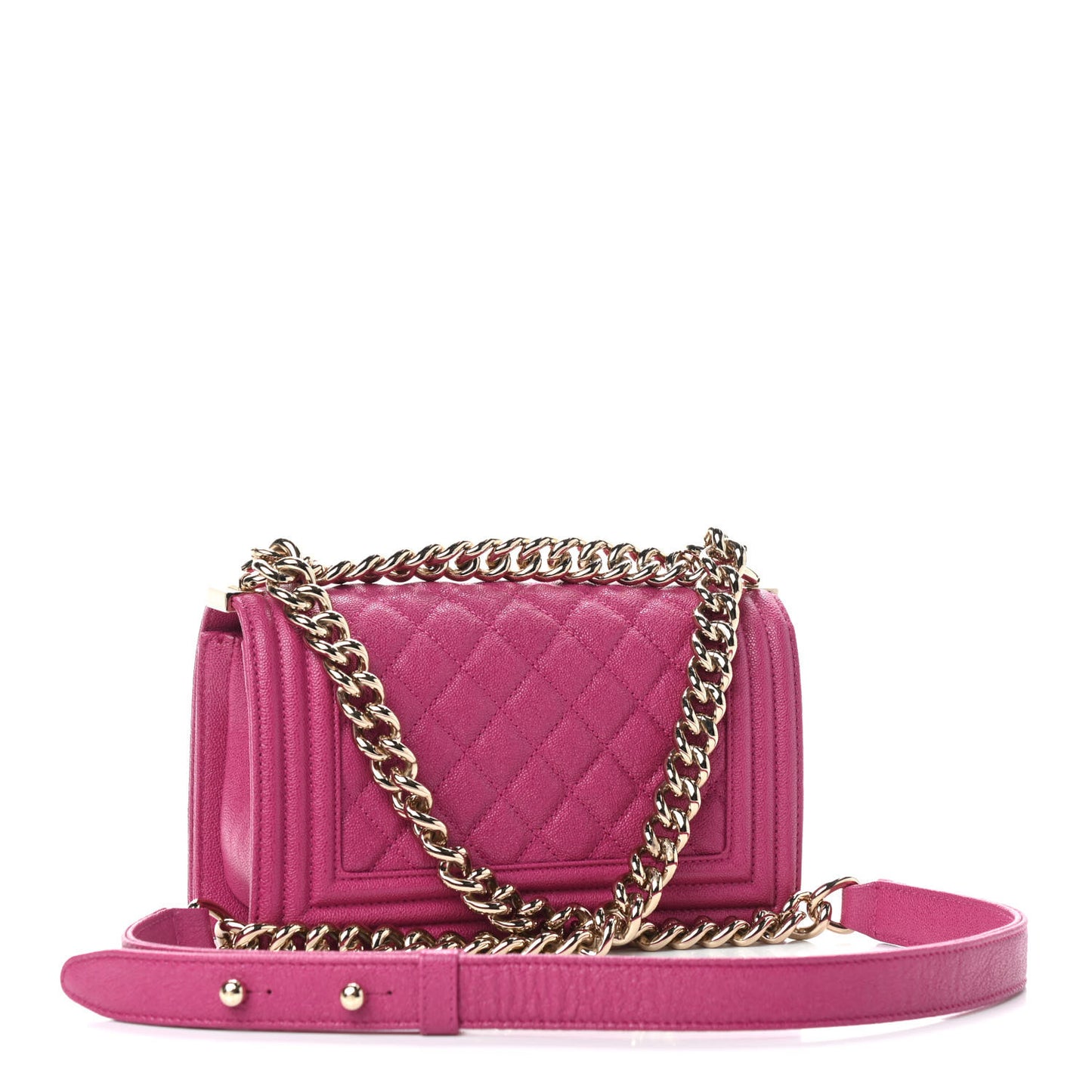 Caviar Quilted Small Boy Flap Fuchsia