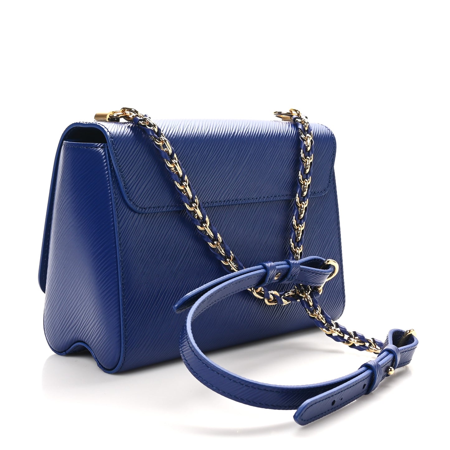Epi Enamel Wave Twist Shoulder Bag MM Smalt Blue