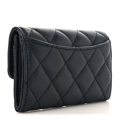 Chanel Lambskin Quilted Flap Card Holder Wallet So Black 3 of 9