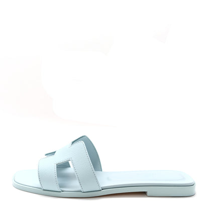 Hermes Epsom Oran Sandals 38 Bleu Littoral 1 of 9